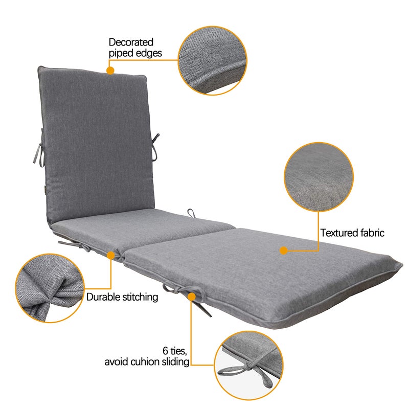 BOSSIMA Indoor Outdoor Lounge Chair Cushions, 74.5â€œÃ—20â€, Chaise Bench Replacement Foam Cushion, Olefin Deep Green - Image 3